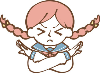 Female student, posed with a batu Illustration