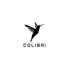 flying bird silhouette, colibri logo