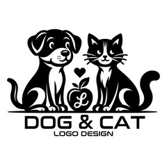 Cat And Dog Vector Logo Design