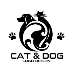 Cat And Dog Vector Logo Design