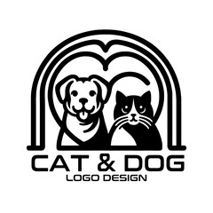 Cat And Dog Vector Logo Design