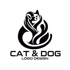 Cat And Dog Vector Logo Design