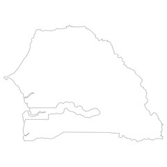 Senegal and Gambia map. Map of Senegal and Gambia in white color