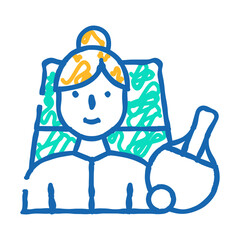 table tennis female sport doodle icon sketch vector. table tennis female sport sign. isolated symbol illustration