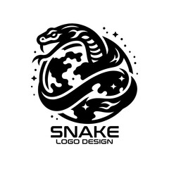 Snake With Globe Vector Logo Design