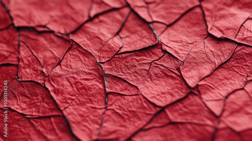 Aufkleber the crinkled red foil creates a dynamic visual experience with its rich texture and deep color varia
