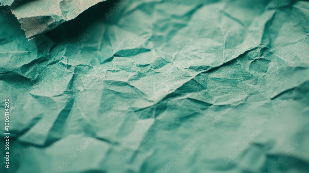 Poster a close-up view of textured green paper reveals intricate crumples and folds adding depth and intere