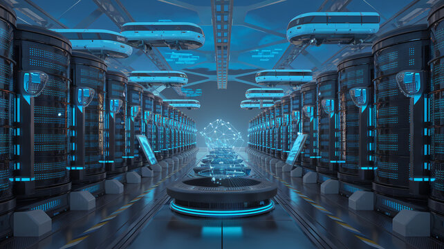 Futuristic Data Center: Nexus of Digital Intelligence