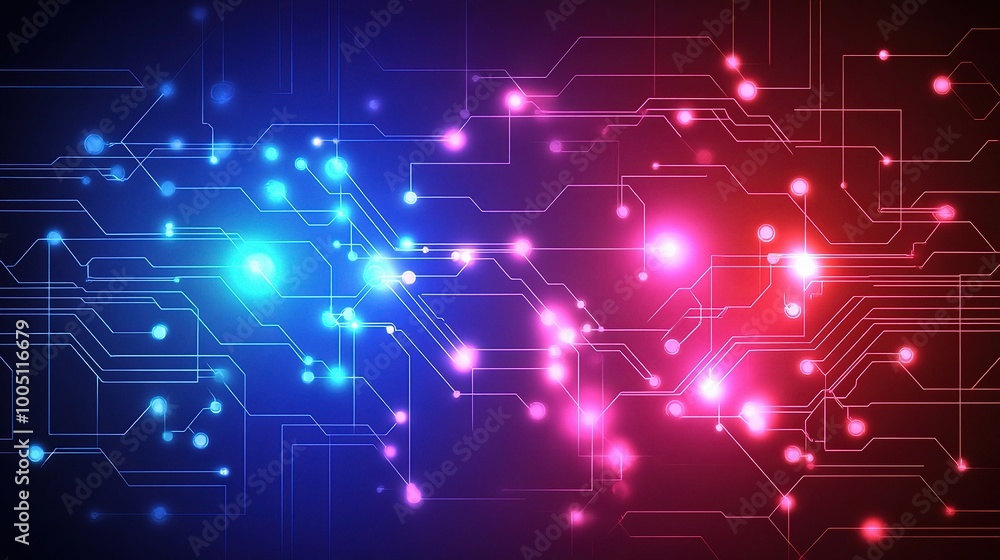Poster abstract circuit design with colorful light effects