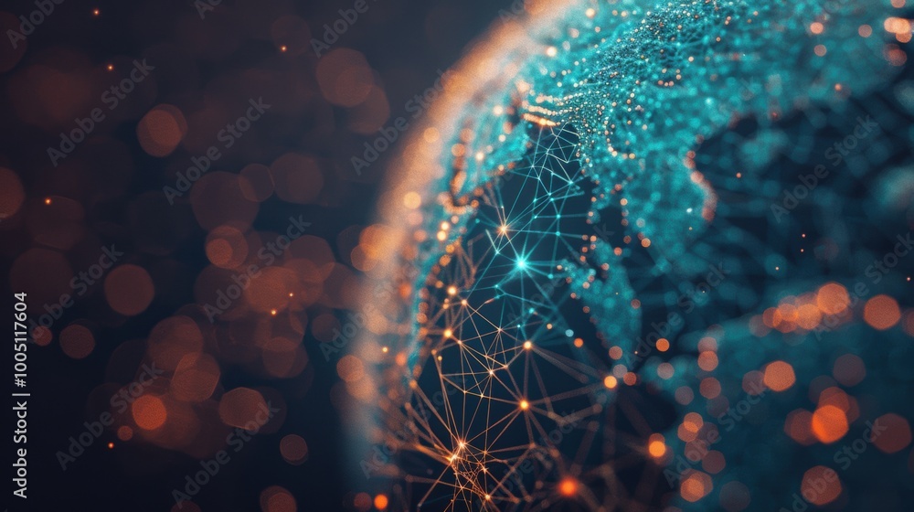 Aufkleber the digital globe illustrates a web of connections, representing the flow of information across the 