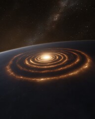 Obraz premium Mesmerizing Spiral Galaxy with Circular Light Patterns: Stunning Astronomical Image in the Depths of Outer Space