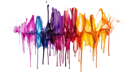 splash of vibrant paint in various colors on a transparent background