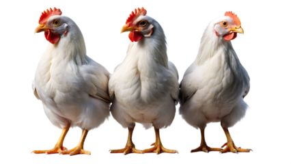 Set of White chicken isolated on white background. PNG