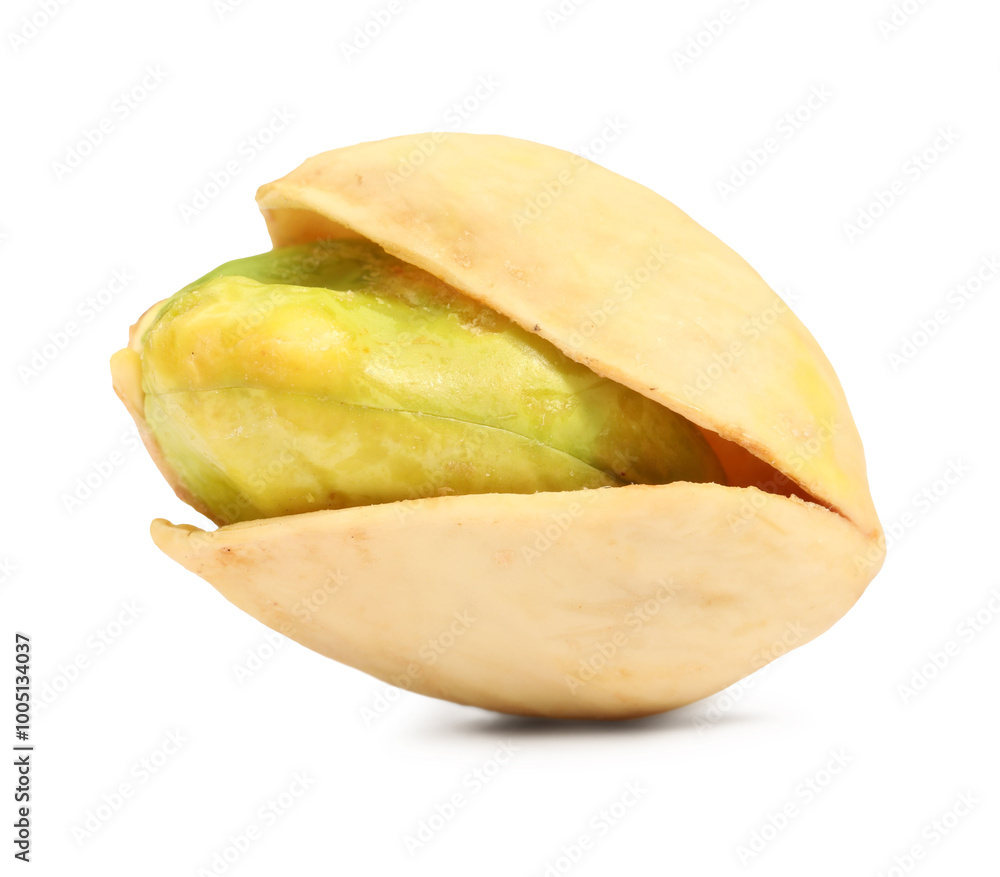 Wall mural One tasty pistachio nut isolated on white