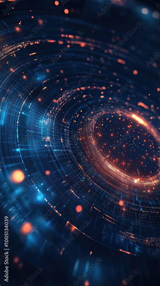 Poster vibrant abstract background showcasing futuristic circles with glowing elements, perfect for technol