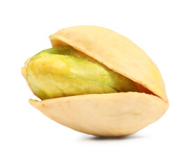 One tasty pistachio nut isolated on white