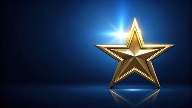 Shiny gold star on dark blue background symbolizing excellence and achievement, gold, star, achievement, success, excellence
