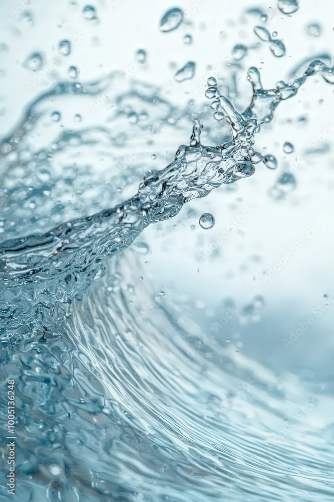 Aufkleber water cascades and splashes, creating intricate patterns and textures as droplets catch light, conve
