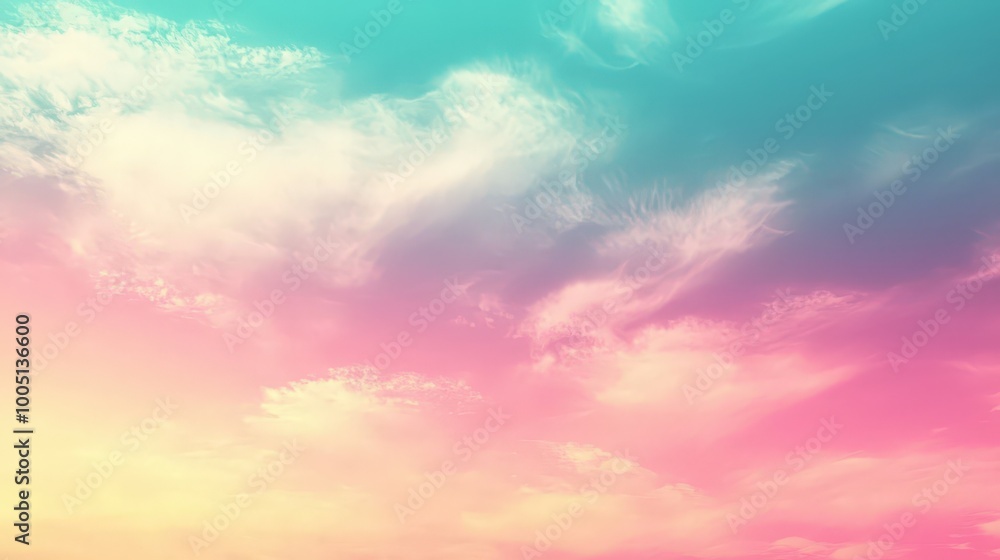 Aufkleber a breathtaking view showcases a gradient of pastel colors in the sky, transitioning from soft blue t