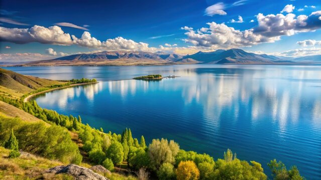 Stunning landscape of Lake Sevan, Armenia, Armenia, Lake Sevan, mountains, sunset, reflection, water, beauty, tourism