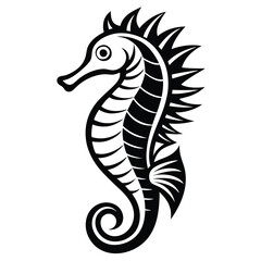 seahorse silhouette vector design icon flat illustration logo clipart