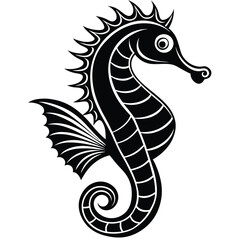 seahorse silhouette vector design icon flat illustration logo clipart