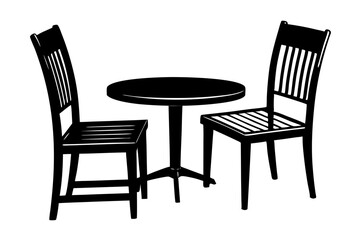 a simple wooden chair and table  silhouette