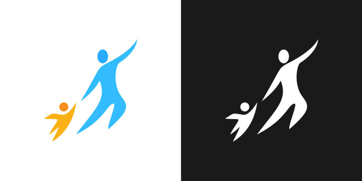 People family icon logo kid child social support care vector