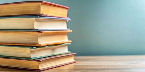Closeup shot of a stack of books , education, literature, reading, learning, studying, knowledge, library, academic