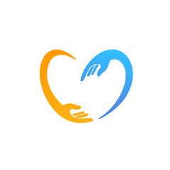 Fototapeta premium Hand heart icon logo vector love care giving graphic isolated