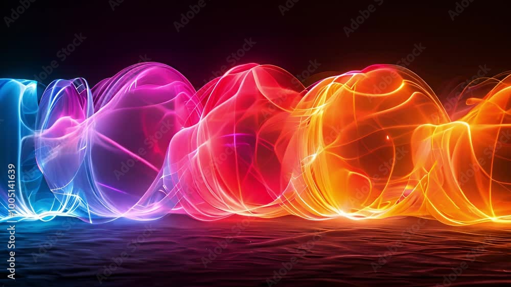 Aufkleber vibrant blue and red light waves flow dynamically.