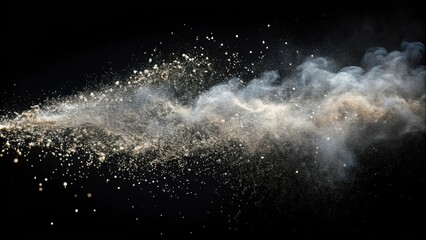 Natural dust particles floating in the air against a black background, dust, particles, flow, air, black, background