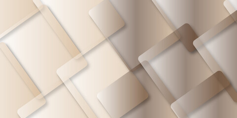 White and brown modern minimalistic pale geometric pattern background. Brown paper transparent material in triangle technology and square shapes in random geometric pattern.