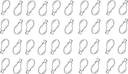 fried chicken seamless pattern background. doodle fried chicken pattern background. fast food background. Chicken leg seamless pattern. Chicken drumstick pattern