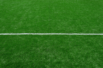 Soccer Football Field Artificial Grass With White Line.