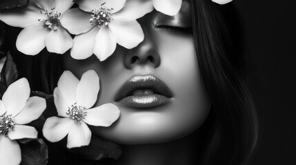 Naklejka premium portrait of a woman with flowers