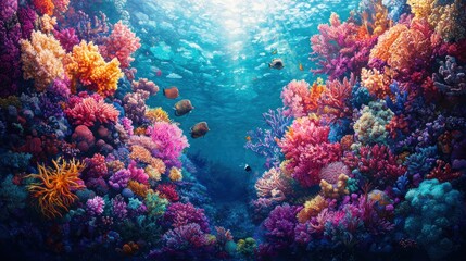 Naklejka premium Vibrant Coral Reef in Detail