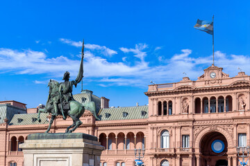 Casa Rosada, office of the president of Argentina located on landmark historic Plaza de Mayo. © eskystudio