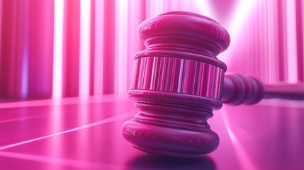 A pink gavel is on a table