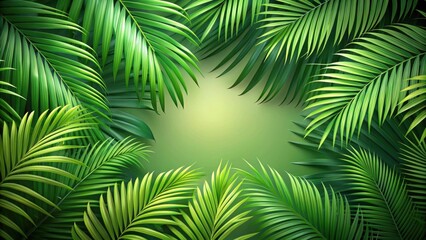 Lush green curved palm leaves on background overlay, palm leaves, green, tropical, nature,overlay, exotic, vibrant, botanical