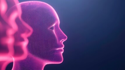 A woman's face is shown in a computer generated image