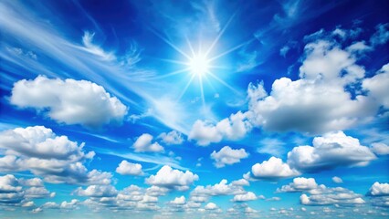 Beautiful landscape of sky blue clouds on a bright sunny midday , sky, clouds, blue, background, landscape, bright, sunny