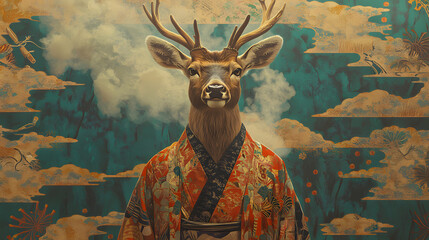 Hyper-realistic Deer in Traditional Attire