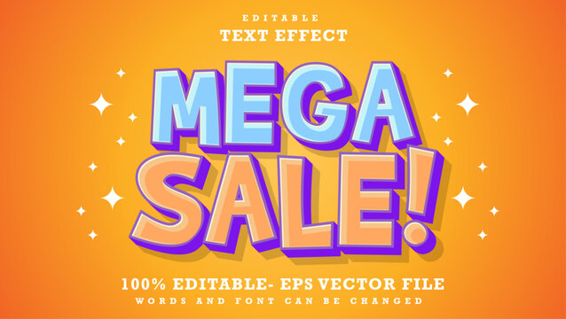 Minimal 3d Word Mega Sale Editable Text Effect Design, Effect Saved In Graphic Style