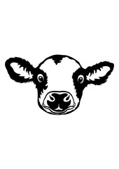 Cute Baby Cow Head | Baby Cow | Calf | Cow | Domestic Animal | Dairy Farm | Cattle | Animal Farm | Original Illustration | Vector and Clipart | Cutfile and Stencil