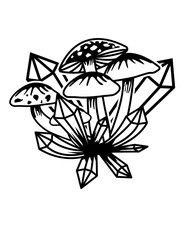 Crystal & Mushroom | Fungi | Toadstool Mushroom | Crystals | Mushroom | Nature Scene | Crystal Mushroom | Magical Crystal | Original Illustration | Vector and Clipart | Cutfile and Stencil