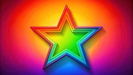 Obraz premium Thick stroke star shape in rainbow colors on background, rainbow, colors, star, shape, thick stroke, background