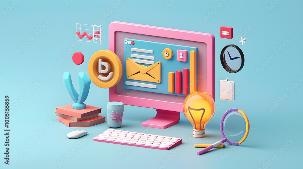 Wall mural usability testing icon web design 3d