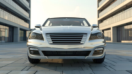 Front view of a generic and brandless modern car
