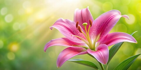 Fototapeta premium Closeup of a beautiful pink lily flower, Pink, Lily, Flower, Closeup,Botanical, Floral, Petals, Nature, Vibrant, Detailed